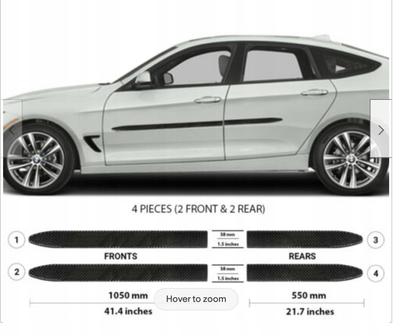 BMW 3 GT 2012-2018 - Bandes de portes latérales NOIRES