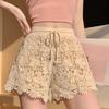 Women's Summer High-Waist Lace Sports Shorts - Casual, Loose, A-line, Wide-Leg, Three-Quarter Pants