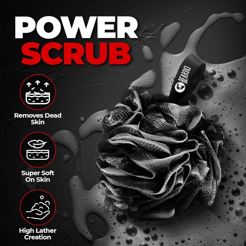 Beardo Power Scrub Loofah Set Charcoal Infused Mesh Body Scrubber Exfoliator For Deep Clean Bath Pack Of 2 70 G