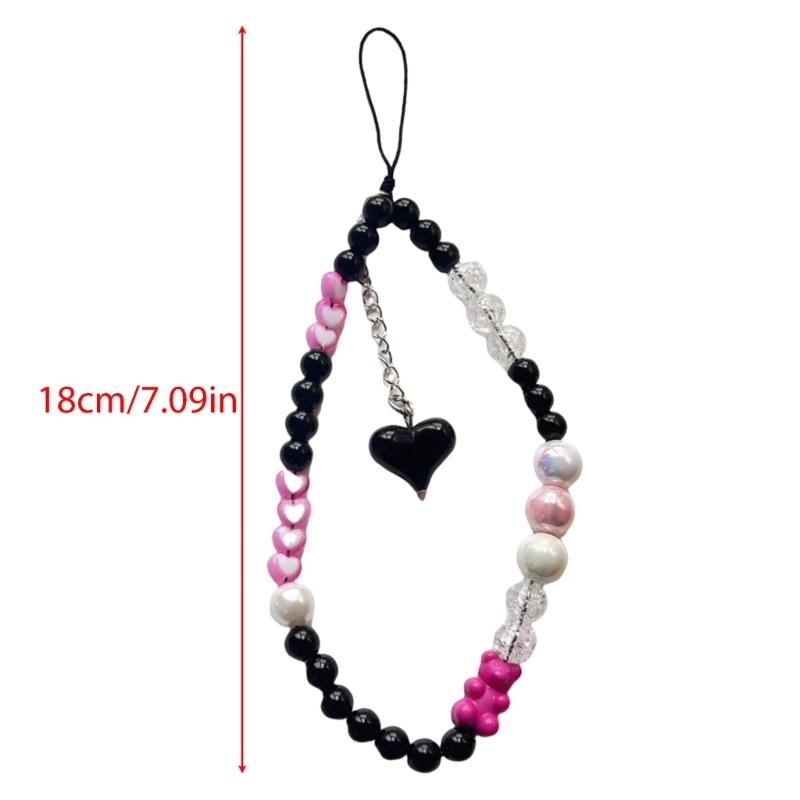 Creative Love Heart Mobile Phone Lanyard Keychain Lovely Charm Pendant Fashion Accessory for Trendy Girls Daily Use