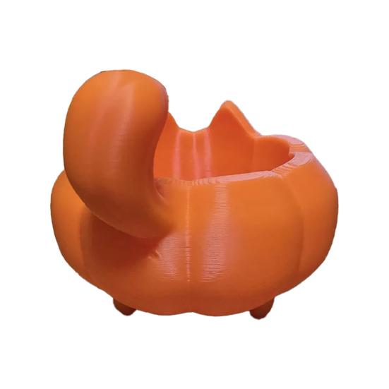Pumpkin Cat Candy Bowl 3D Printed Snack Serving Container Autumn Thanksgiving Day Harvest Halloween