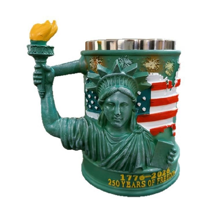 

Statue of Liberty Mug Patriotic Drinking Coffee Cup with Torch Handle for 250th Anniversary and Parties Decors Gift 1