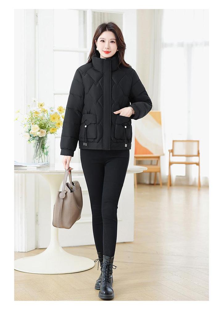 Women's Short Winter Cotton Jacket, 2026 New Korean Style, Stand Collar, Thickened Outerwear, Petite Fit