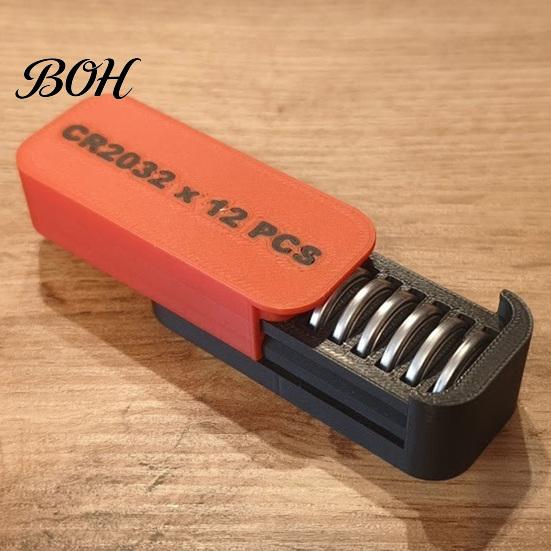Button Battery Organizer Storage Box, with Independent 12 Slots And Push-Pull Sliding Dustproof Box Cover, Waterproof Safe Case, for CR2032 Coin Cell