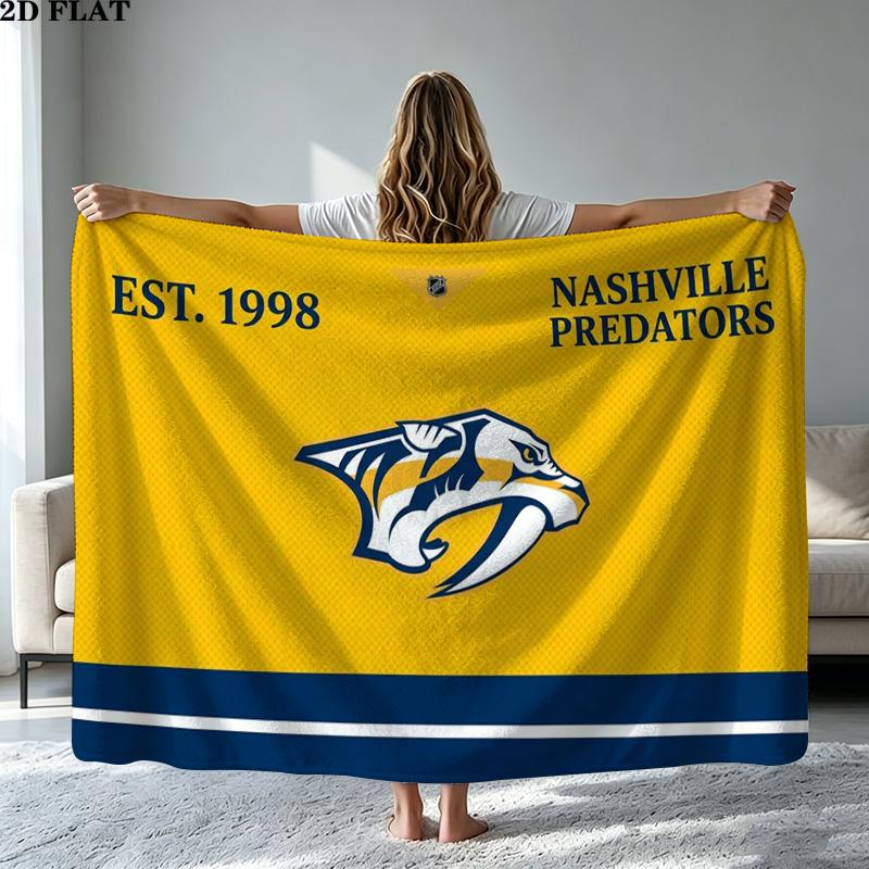 Nashville Predators Print Flannel Blanket High Quality Warm Comfortable Cover for All Seasons Perfect for Gifts Home Decor