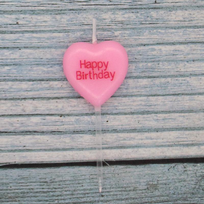 New Cute 5-pack Heart-shaped Letters Happy Birthday Candles Valentine's Day Pink Small Love Candles