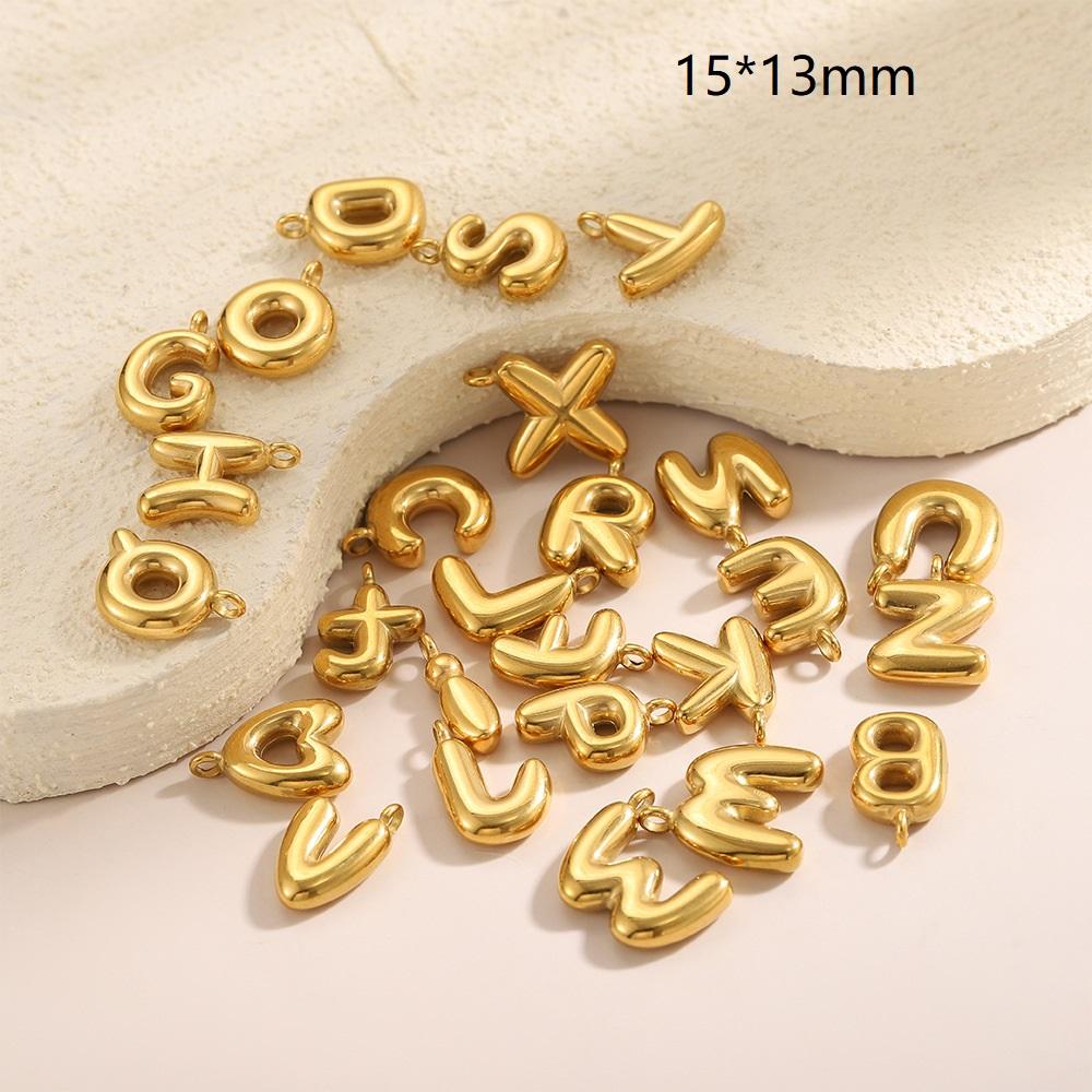 CARLIDANA Gold Plated Stainless Steel 26 Letter Charms Set Heart Bubble Initial A-Z Alphabet Letter Pendants for DIY Jewelry