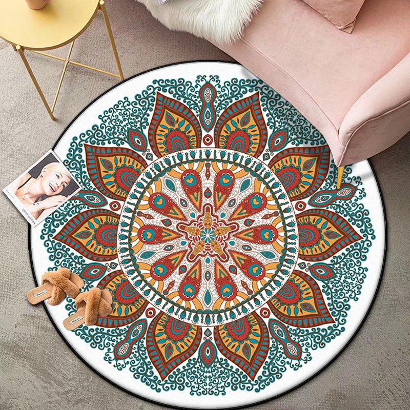 Bohemian Round Living Room Carpet Retro Decoration Bedroom Easy Cleaning Non-slip Rug Lounge Coffee Tables Washable Floor Mat