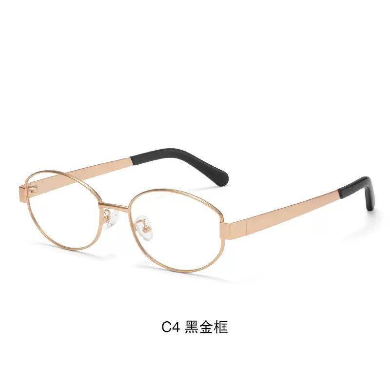

Thousand gold wind oval silver metal glasses frame female retro flat mirror plain face and thin matching degree anti-blue light flat glasses [0 degrees] золотой