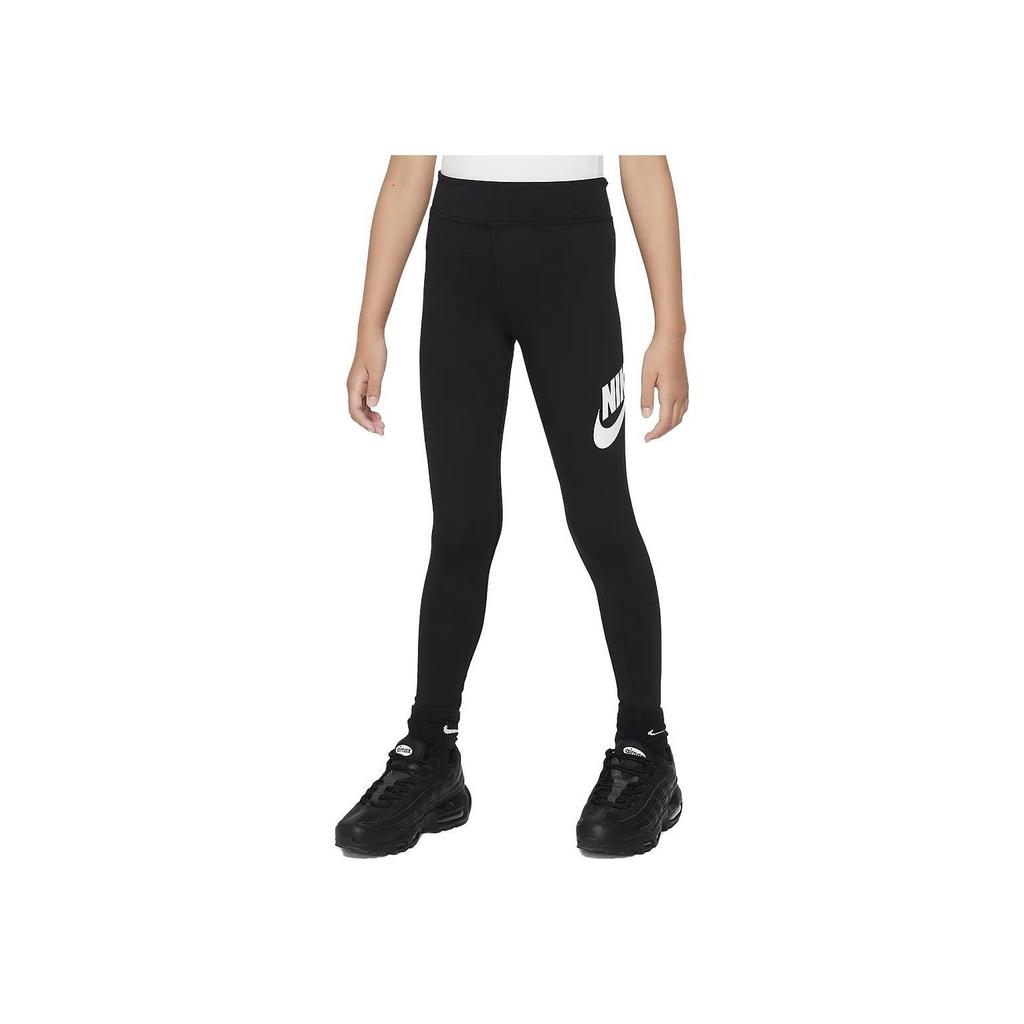 Nike Kids Sportswear Essential Side Letter Logo Design Mid-Rise Slim Fit Casual Pants Kids Bottoms Black FJ6168-010