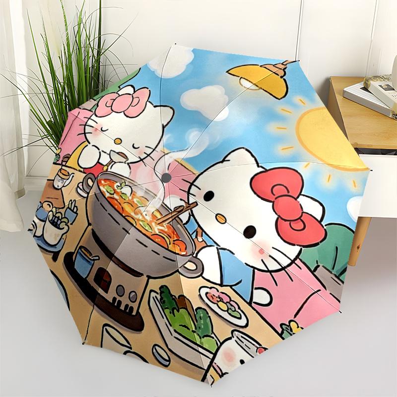1pc Hello Kitty Automatic Opening/Closing Umbrella with Foldable Design and Iron Frame - Perfect Gift for Fans, Travelers, and Daily Use.A103