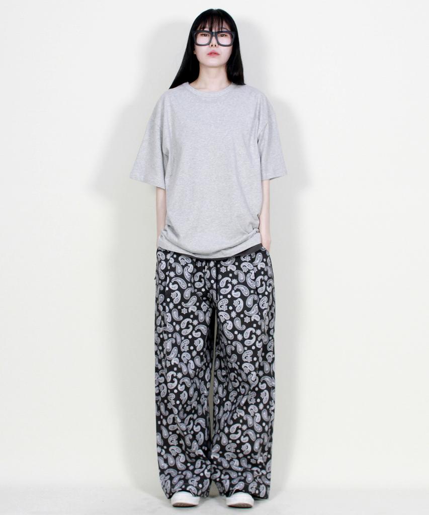Deumakeu Paisley Side Onetuck Wide Pants Black