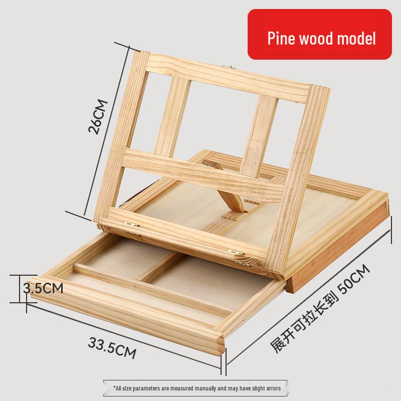 Beech Wood Portable Desktop Easel Box with Drawer for Paints