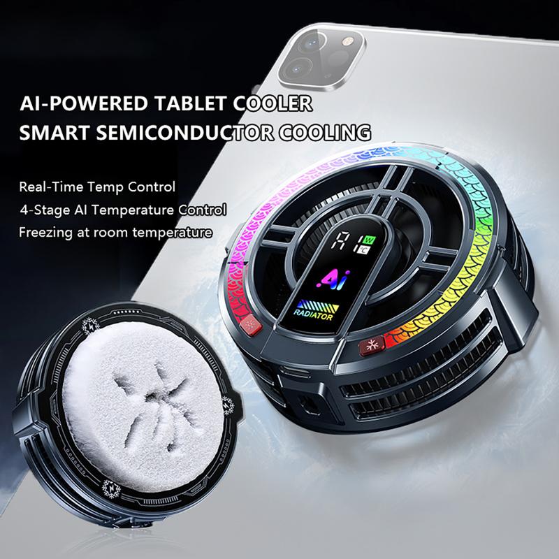 TH06 Tablet Universal Cooling Radiator AI High Power Semiconductor Refrigeration Magnetic & Back-clip for Gaming Live Cooler