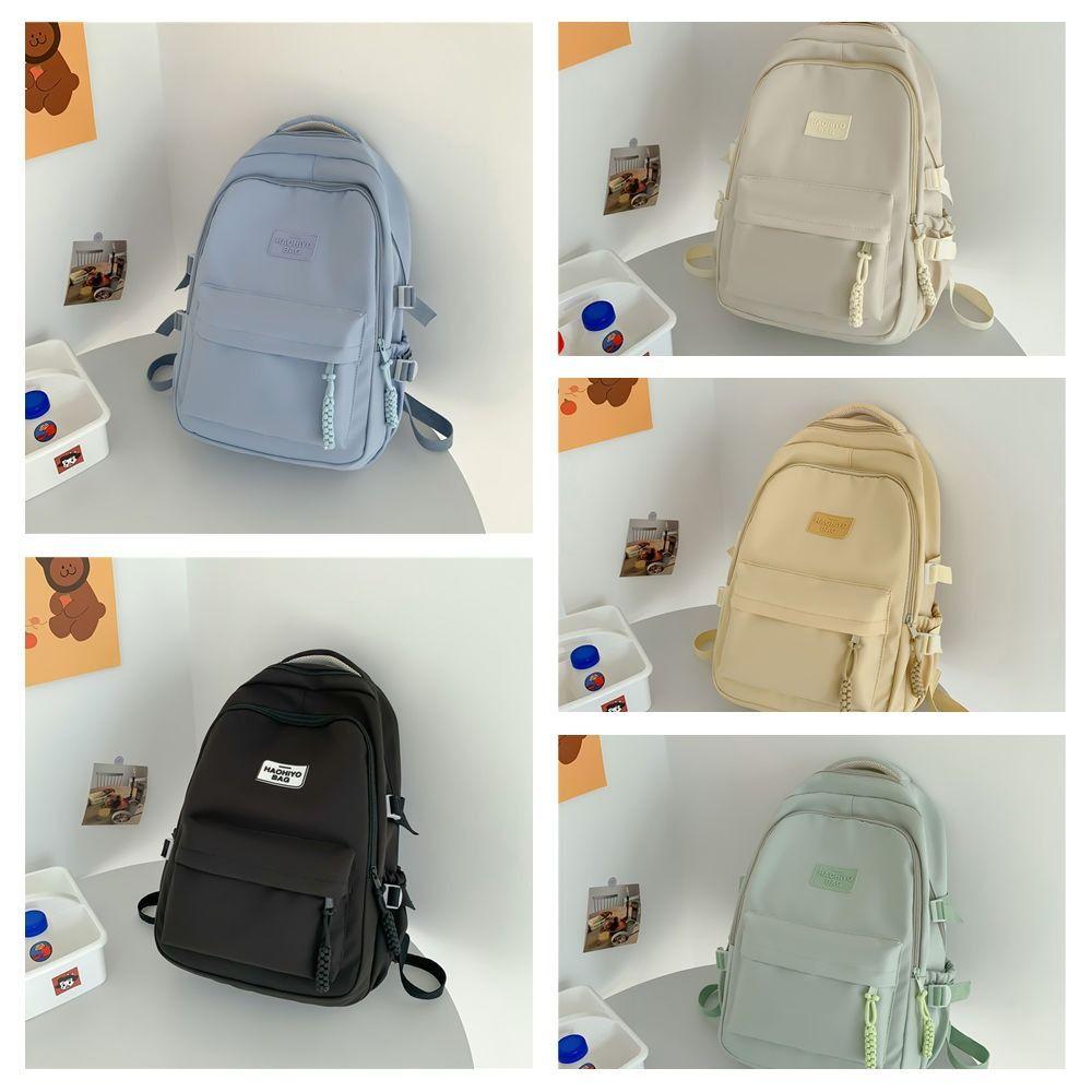 Zaino Portatile Colore Fresco Solido Grande Capacità Nylon Zaino Scolastico per Studenti Stile Coreano Borsa portaoggetti Borsa a Spalla Adolescente