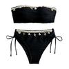 2 Pcs/Set Bikini Set Sexy Solid Color Tube Swimsuit with Chest Pad No Steel Support