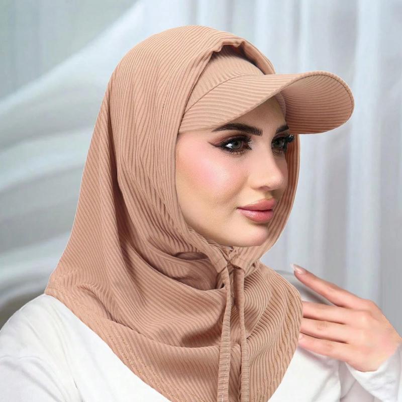 Women's Outdoor Turban With Cap Brim,Arab Solid Color Classic Casual Versatile Baseball Hijab Hat,Suitable For Summer And Autumn