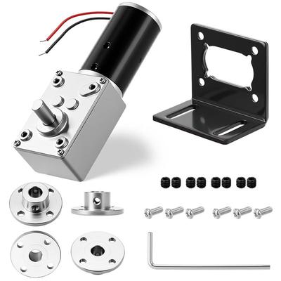 SHGO-DC Worm Gear Motor 6 Pack 12V 16Rpm With 8Mm Flange Coupling And 370 Mounting Bracket With Screw For DIY Projects
