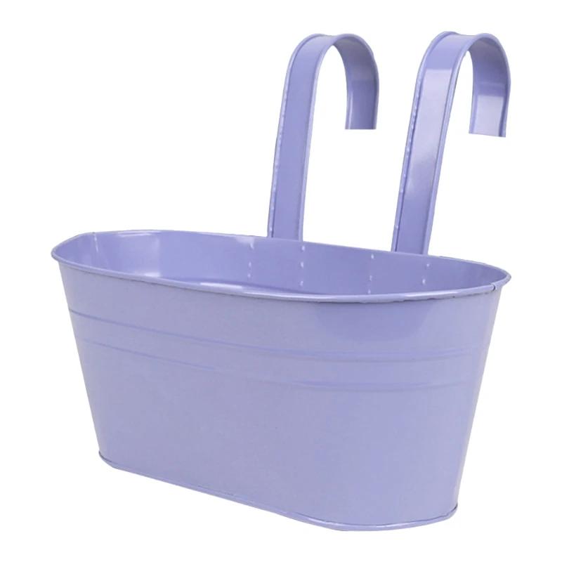 Detachable Double Hook Elliptical Flowerpot Balcony Railing Fence Dual-purpose Hanging Metal Flowerpot Bucket