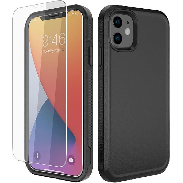 

Diverbox для чохла iPhone 11 [Протиударний] [Захищений від падінь] [Захисне скло для екрана], Чохол для телефону з посиленим захистом для Apple iPhone 11 Black-2in1