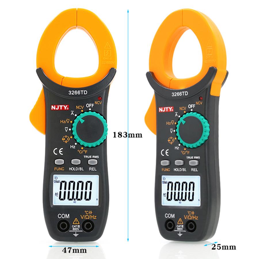 Clampmetru digital NJTY 3266TA Multimetru Clemă ampermetru 3266TD pentru măsurarea capacității, temperaturii, diodelor, frecvenței, AC/DC