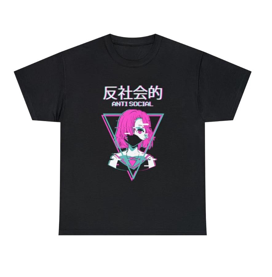 Anti Social Anime Shirt Manga Anime Fans Unisex Heavy Cotton Tee XL