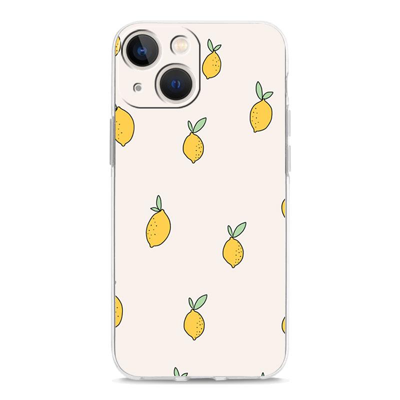 Mediterranean Lemon Luxury Transparent Soft Phone Case For iPhone 14 13 12 11 Pro Max XS X XR SE 7 8 Plus Shockproof Clear Cover