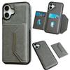 For iPhone 16 Plus Case Card Bag Kickstand TPU+PU Phone Cover