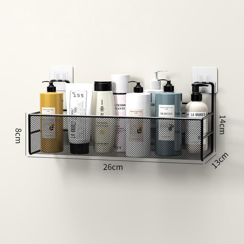 Wall-mount Bathroom Shelf Shower Shampoo Rack Toilet Accessories Kitchen Free Punch Condiment Storage Basket Bathroom Organizer