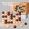 Wooden 3d Connect Four Puzzle Toy For Parentchild Interaction And Brain Development