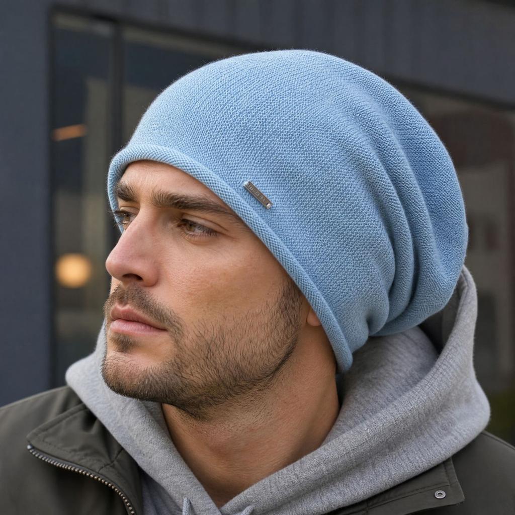 Unisex Slouchy Vinterlue for Menn og Kvinner Stor Omkrets Allsidig Strikket