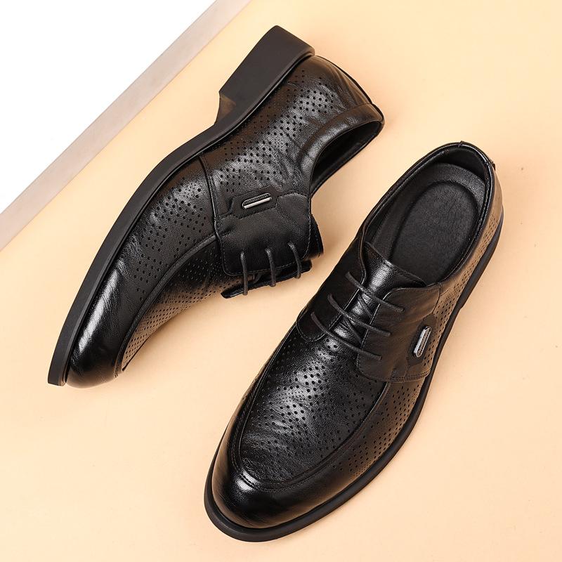 Lederschuhe Herren handgekratzter Britischer Stil Herrenschuhe Trend Sommer atmungsaktive Hohlschuhe 2025