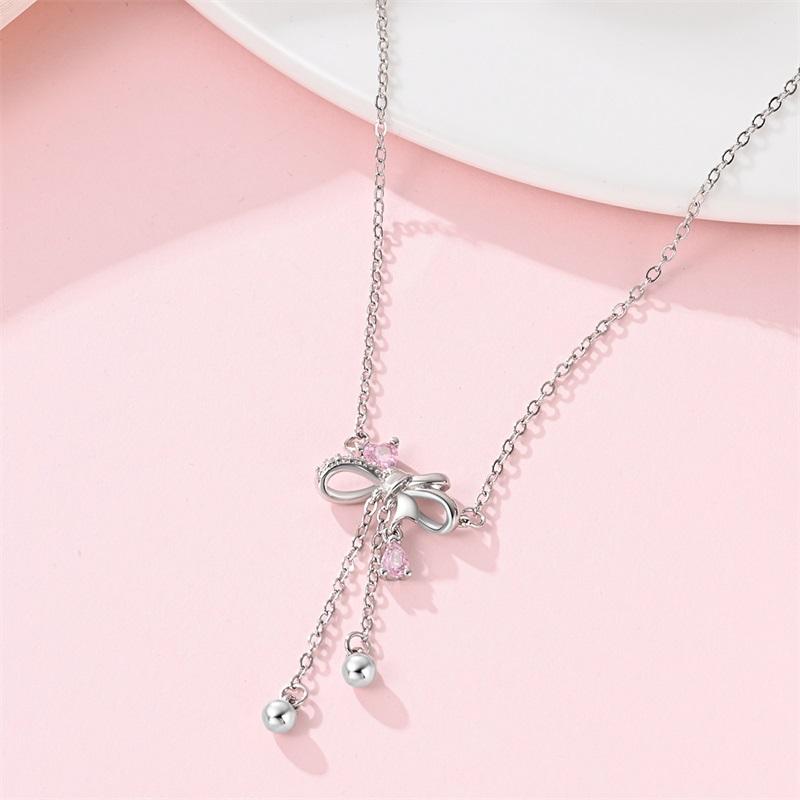 New 925 Silver Butterfly Bow Necklace For Women Birthday Anniversary Jewelry Gifts
