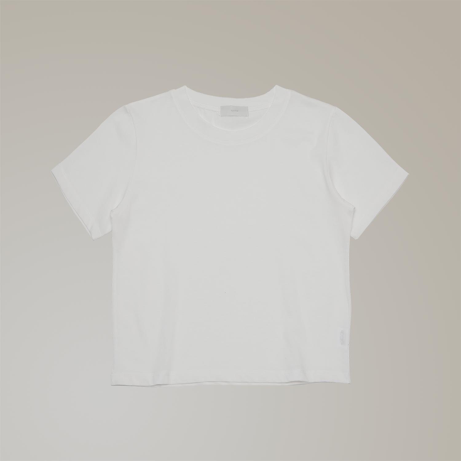 Neiro Silket Round Cotton T-Shirt White White