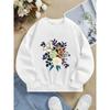 European Sizes Kids' Crewneck Sweatshirt - Floral Bouquet with White And Orange ,Sportswear And Casual Wear, Soft And Comfortable, Children's Clothing