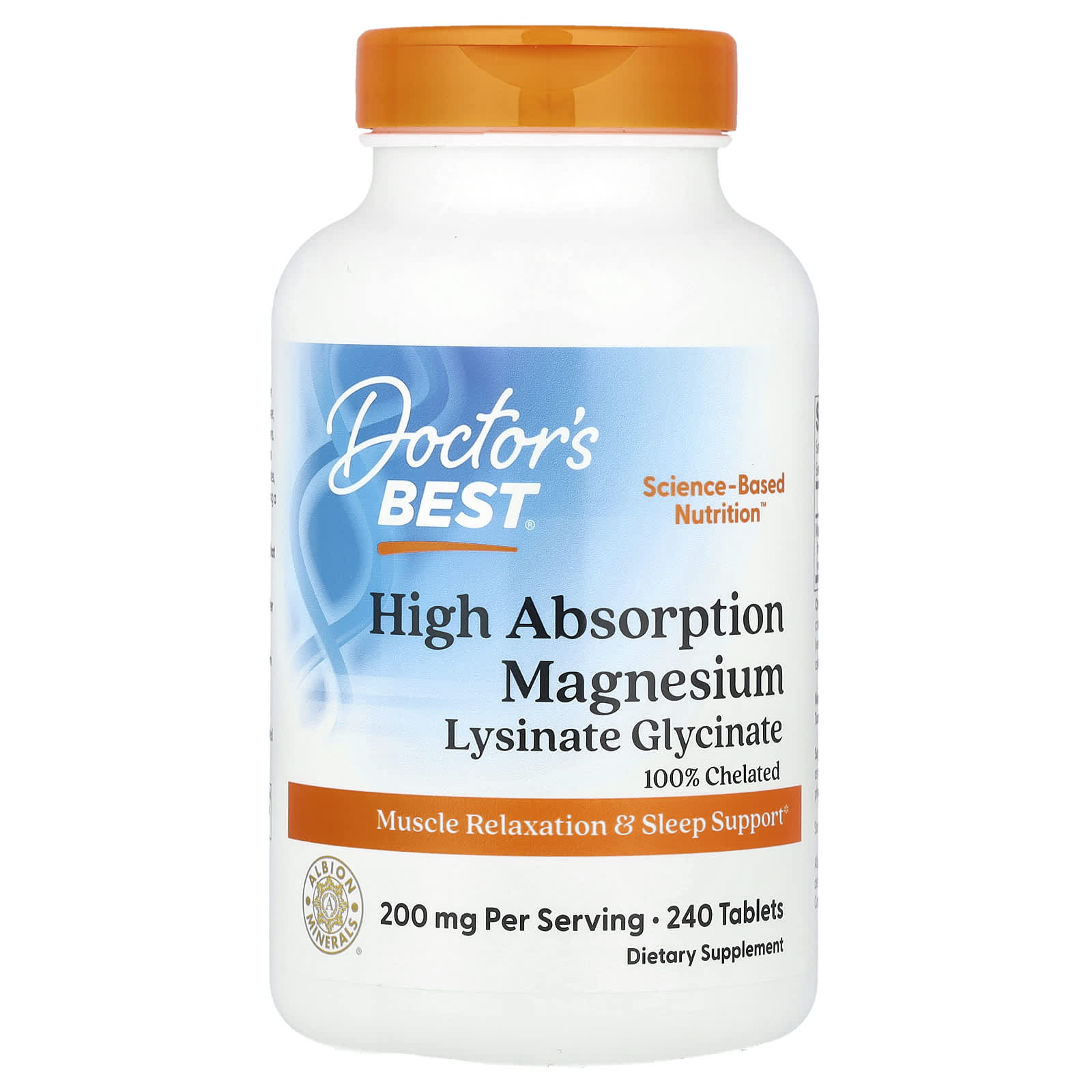 

Doctor s Best, High Absorption Magnesium, 200 mg (100 mg per tablet), 240 tablets
