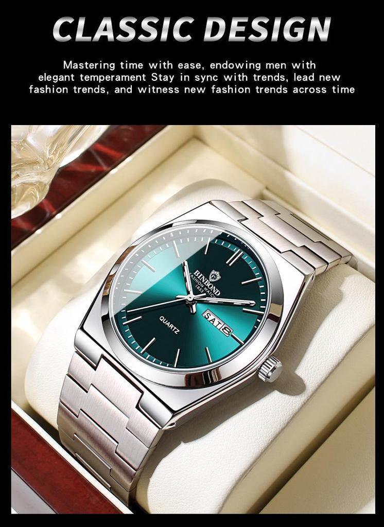 Genuine Men's Fully Automatic Waterproof Dual Calendar Business Watch