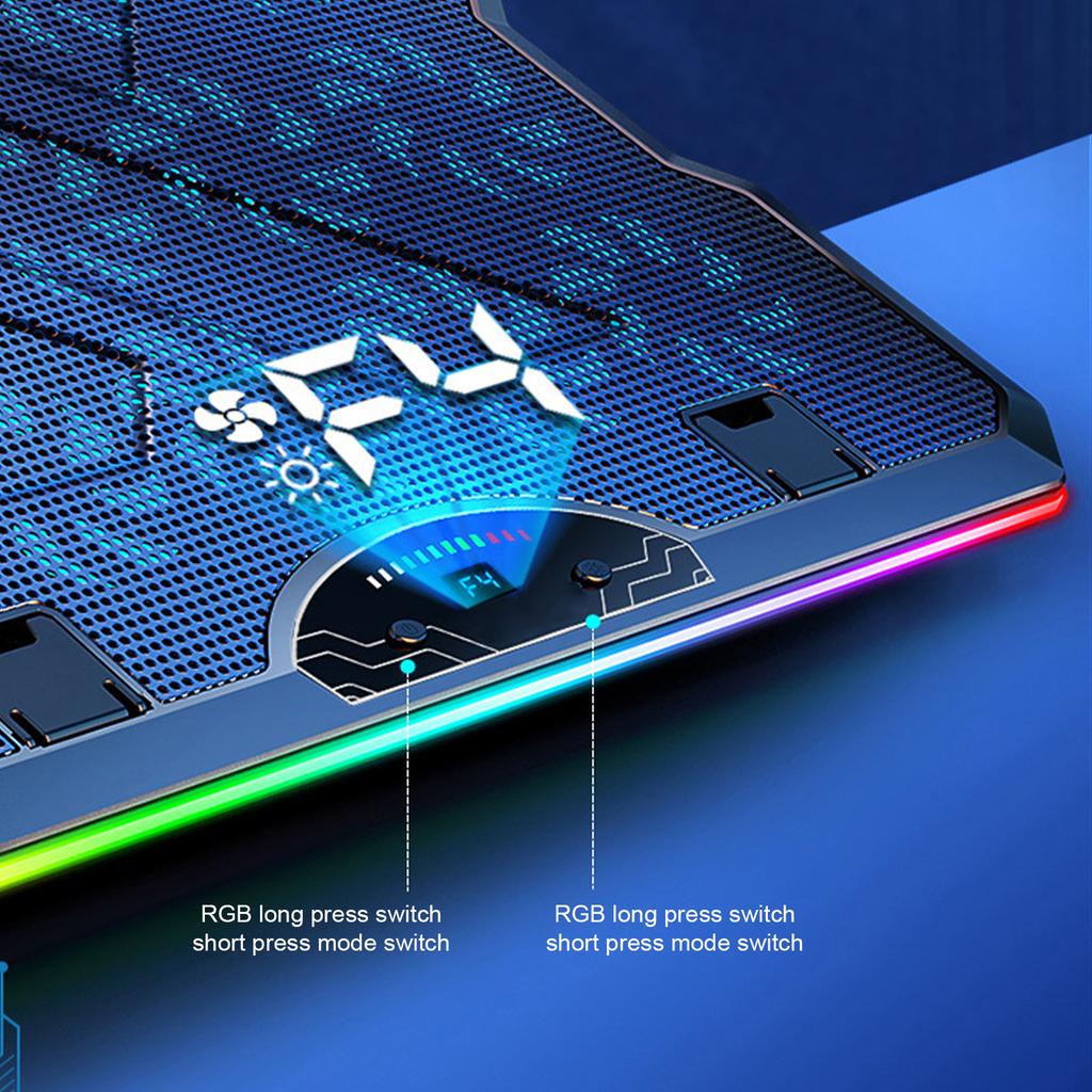 Охлаждающая подставка для игрового ноутбука с 15 тихими вентиляторами RGB, регулируемая подставка для ноутбука 12,1–17,3 дюйма, держатель порта USB, охлаждающая подставка для ноутбука