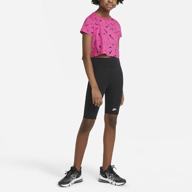 Nike Casual Logo Pattern Slim Fit Stretch Knit Sports Shorts Kids shorts Black DA1243-010