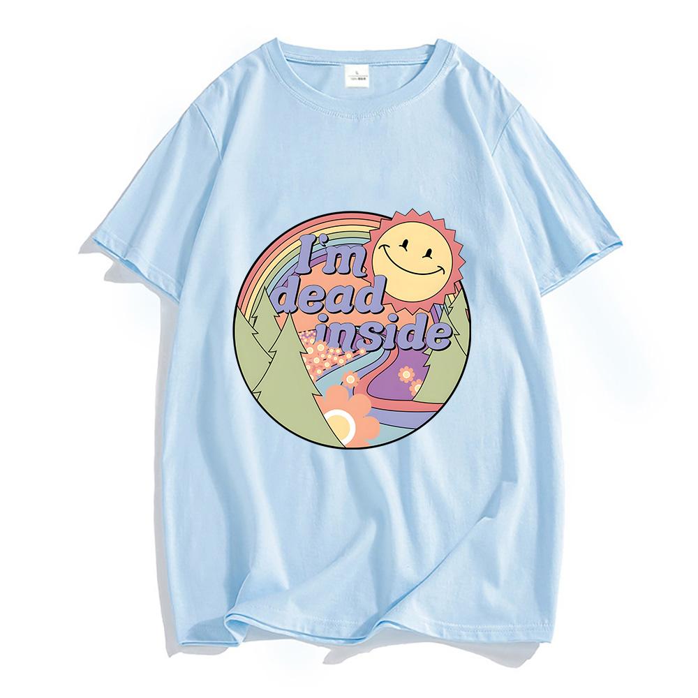 Ich bin innerlich tot Delfin-Shirts Sonnen-Grafik T-Shirt 100% Baumwoll-Tees Unisex/ Unisex Casual T-Shirt Sommermode Kurzarm-T-Shirt Unisex