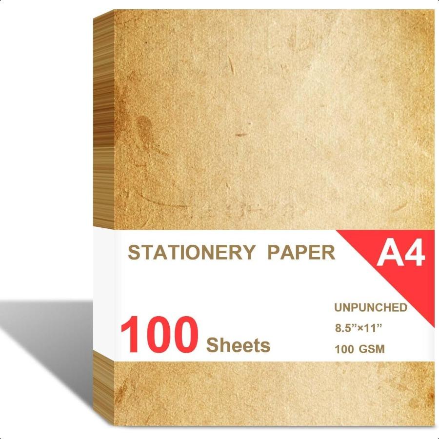 

Бумага в листах Канцелярские товары Письменная бумага Винтажная Антикварная Бумага для бланков 8,5 x 11 100 листов A4 Без перфорации Бумага для пополнения для United States