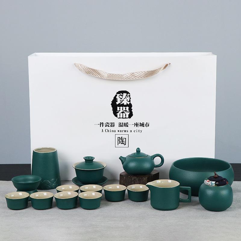 Travel tea set tea tray household kung fu tea set outdoor portable teapot ceramic business gift