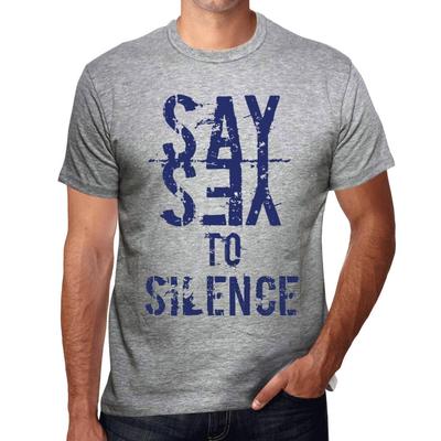 Herren Vintage T-Shirt Grafik T-Shirt Sag Ja zur Stille Grau Melange