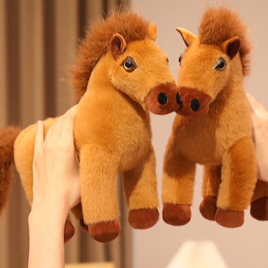 Pony Figure 2026 Horse Year Mascot PP Cotton Filled Detailed Horse Ornament Brown Foal Doll Sculpture Desktop Bedside Car Decor