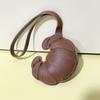 Croissant Pendant Bag Charm Croissant Shaped Keychain Pendant Faux Leather Croissant Charm for Backpack Keyring