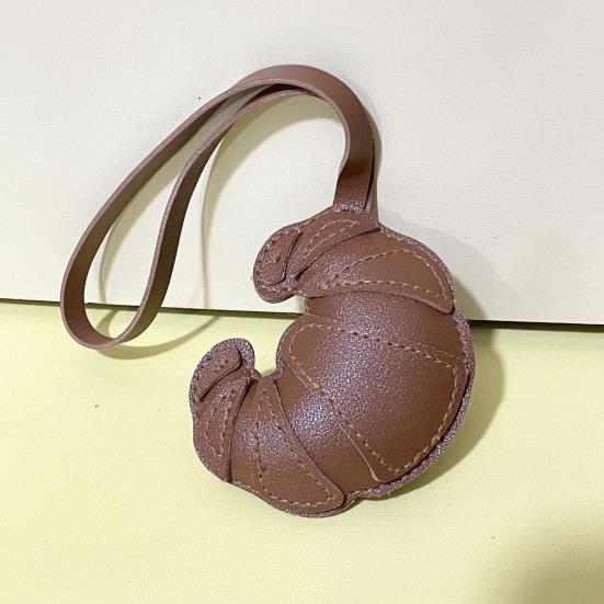 Croissant Pendant Bag Charm Croissant Shaped Keychain Pendant Faux Leather Croissant Charm for Backpack Keyring