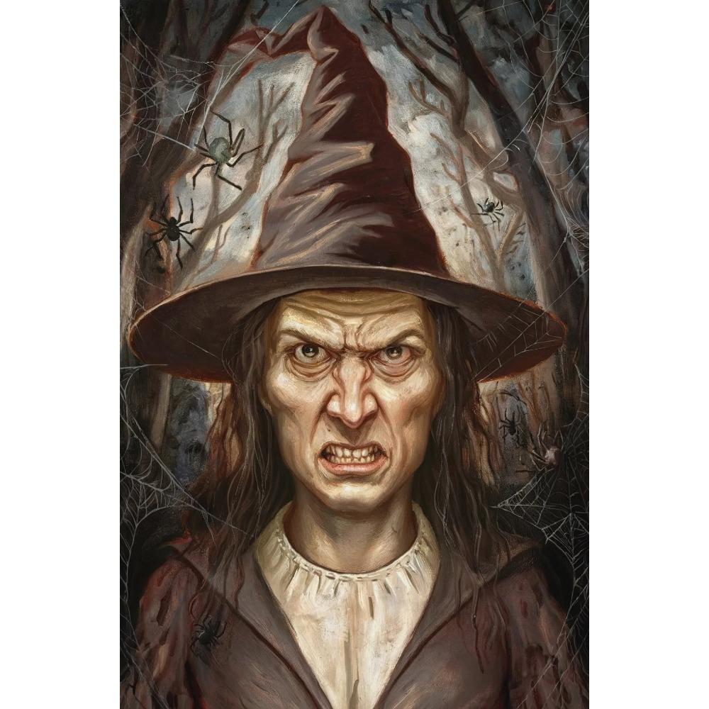 Dark Vintage Witch Halloween Posters Haunted House Pumpkin Girl Creepy Mansion Canvas Painting Wall Art Pictures Home Room Decor