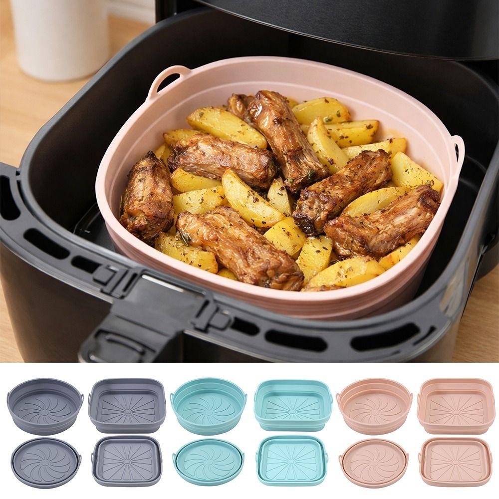 Silicone Air Fryer Silicone Liner Square Round Foldable Air Fryer Baking Tray Multi-Purpose Non-slip BBQ Baking Pan