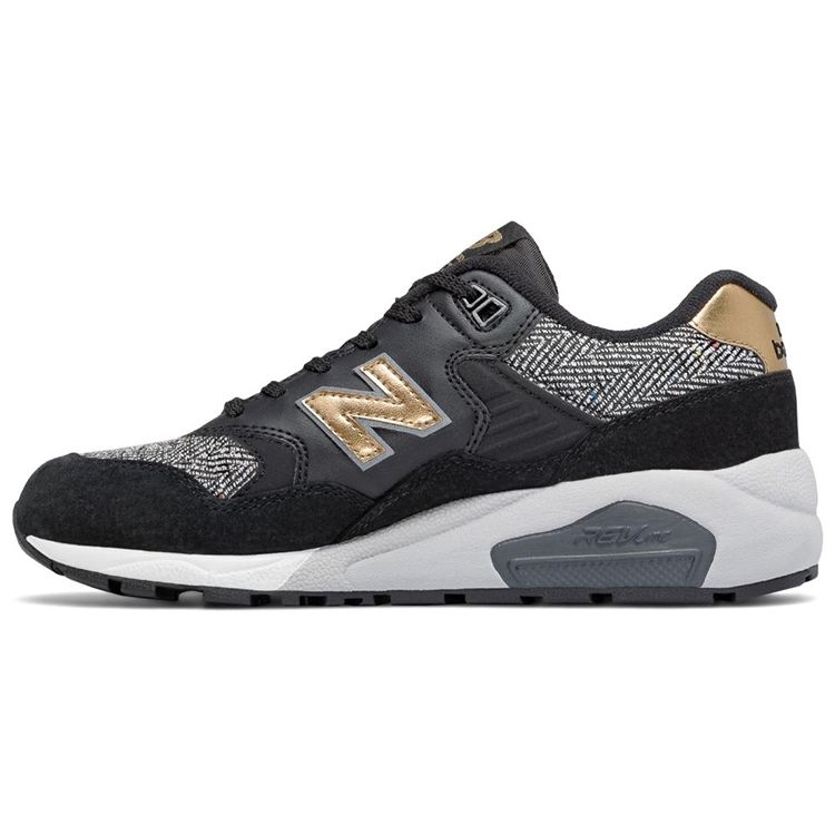 New Balance Nb 580 Minimalist Casual Leather Low-Top Marathon Running Shoes Women Sneaker Black Gold WRT580CD