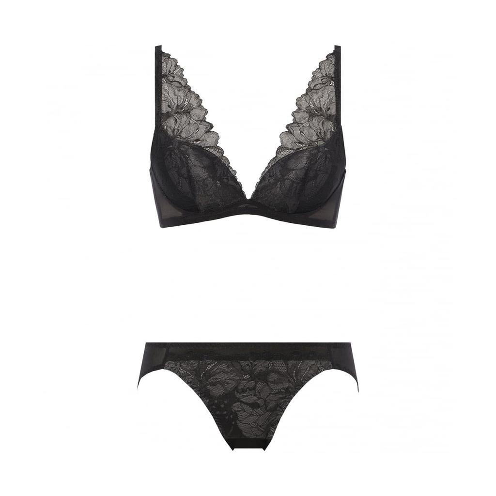 AMOSTYLE BY Triumph Cloud Fluffy Bra Panty Blossom Whisper M014 Size C70M & Set, (Black),